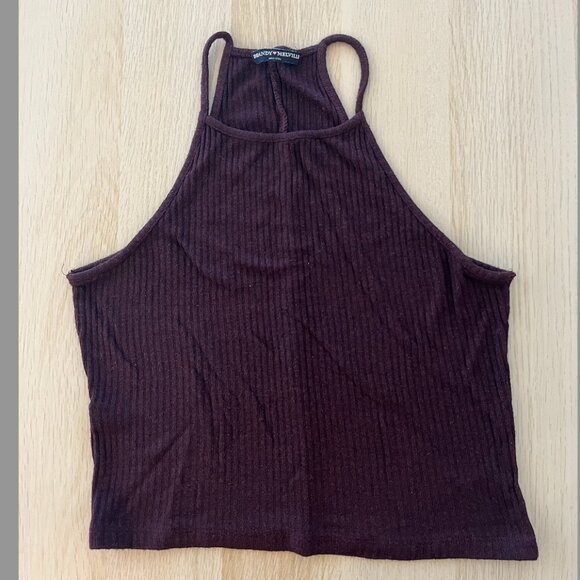 Maroon Cropped Tank Top - Picture 1 of 2